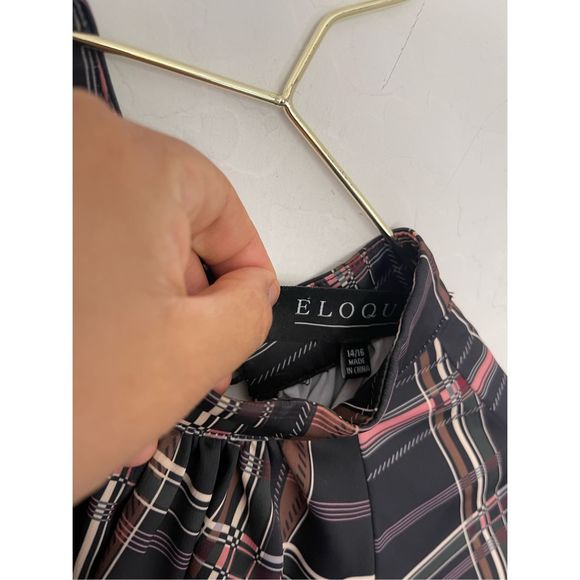 ELOQUII Plaid Pattern Plus Size Midi Dress Size 14 - Picture 3 of 8